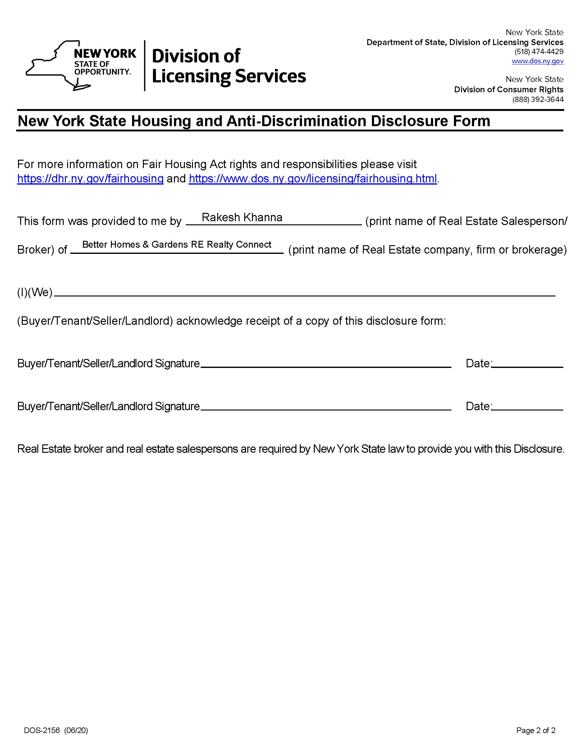 NY Agency Disclosure - Page 2